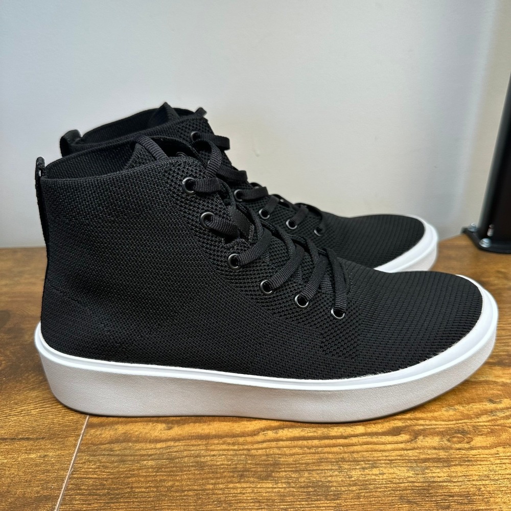 BYLT Lido Hytop High Top Mens Black Knit Sneakers Shoes 8 Streetwear